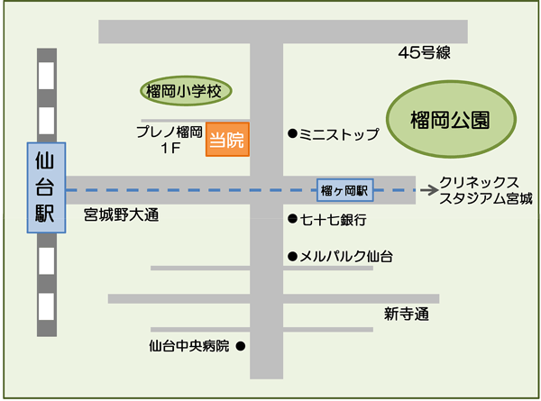 榴岡わたなべクリニック　地図